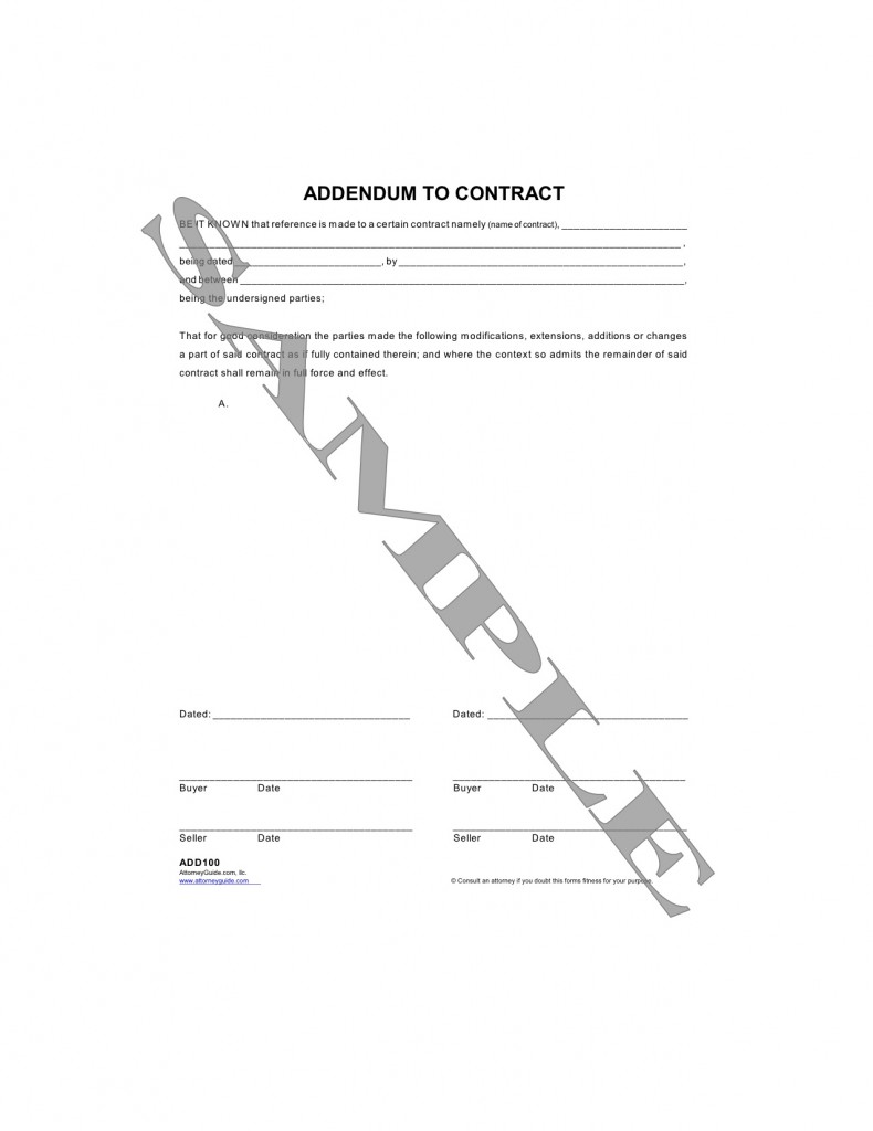 Addendum To Contract Template from www.attorneyguide.com